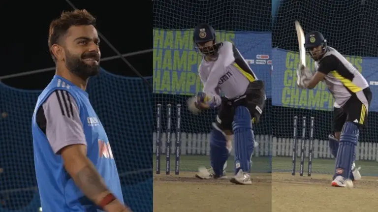 Champions Trophy 2025: Virat Kohli Turns Batting Coach For Team India's Tailenders, Watches Indian Bowlers Go Big In Training Virat Kohli, Harshit Rana and Varun Chakravarthy