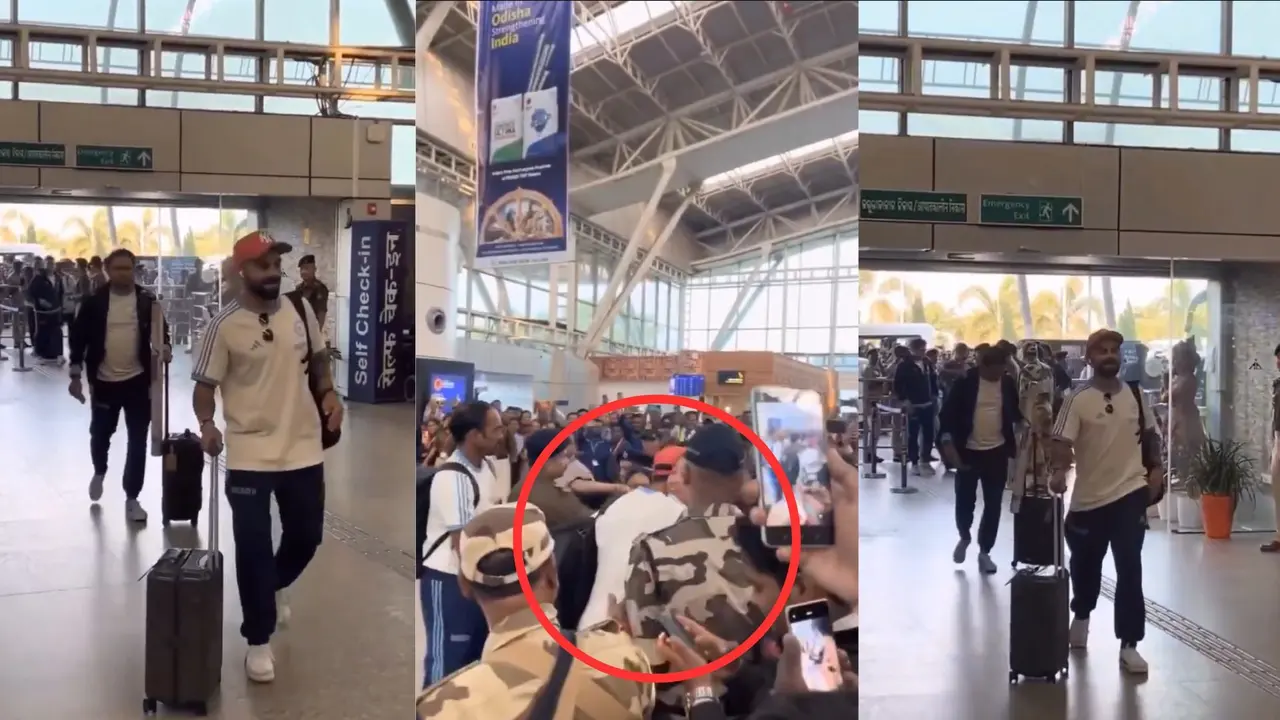 Virat Kohli hugged a female fan despite of airport security video went viral