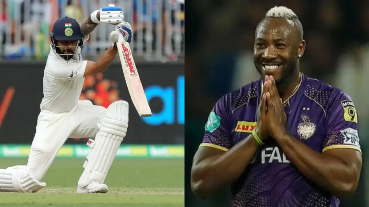Virat Kohli (L), Andre Russell (R)
