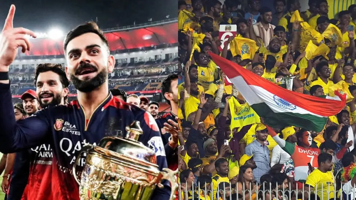 Virat Kohli (L), CSK Fans (R)
