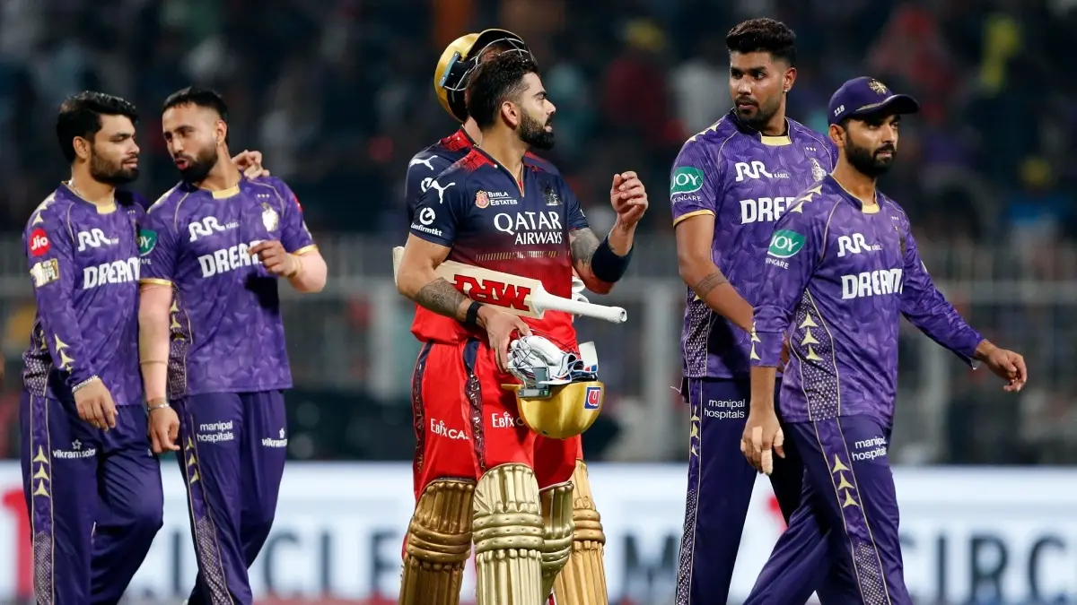 IPL 2025: What Happens To KKR & RCB's Playoff Hopes If Rain Does Not Allow Play In Bengaluru? Analyzing The Scenario Virat Kohli, Liam Livingstone and Ajinkya Rahane, Harshit Rana, Rinku Singh and Ramandeep Singh