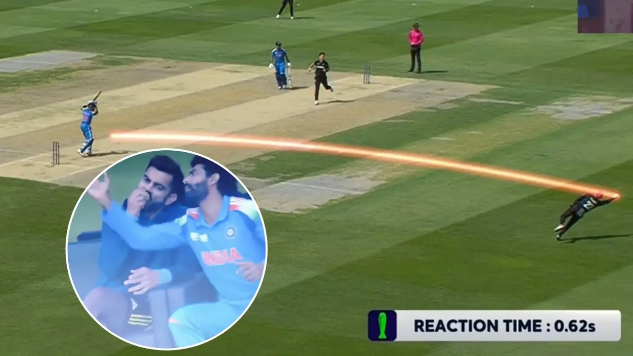 virat kohli ravindra jadeja debate on glenn phillips catch video viral ind vs nz match
