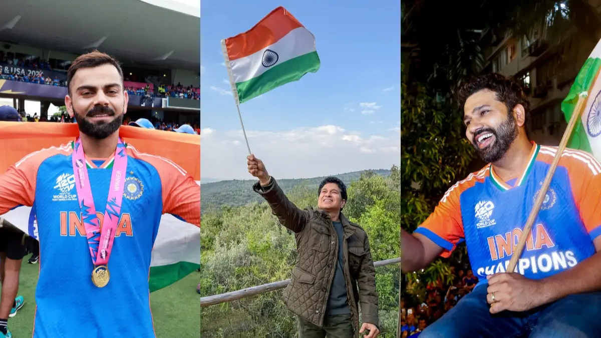 Cricketing Icons Virat Kohli, Sachin Tendulkar & Rohit Sharma Celebrate 79th Independence Day With Patriotic Spirit Virat Kohli, Sachin Tendulkar, Rohit Sharma