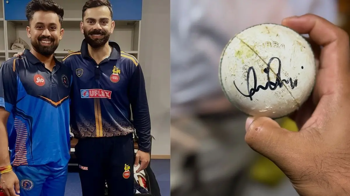 virat kohli sign ball vishal jayswal after out vijay hazare trophy match
