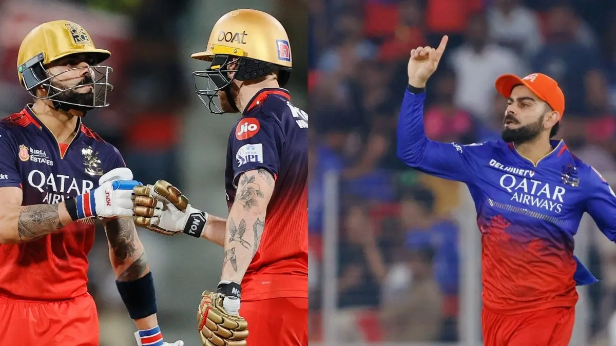 Virat Kohli with Phil Salt (L), Kohli (R)