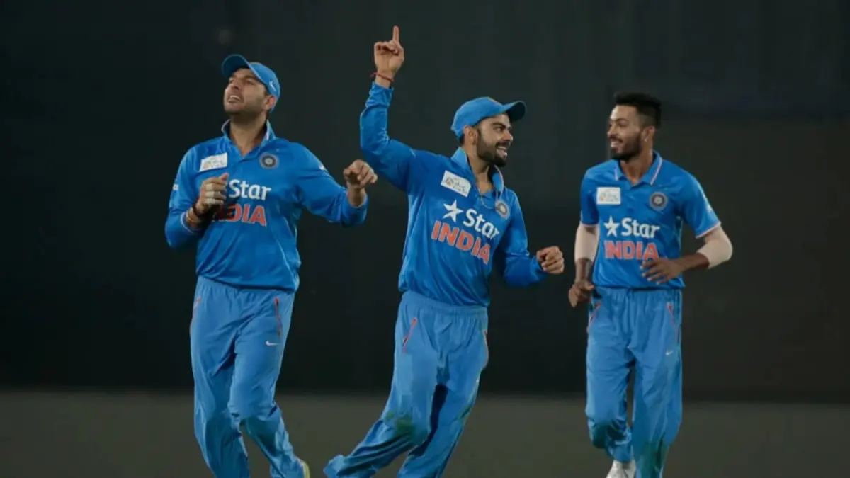 Virat Kohli, Yuvraj Singh and Hardik Pandya