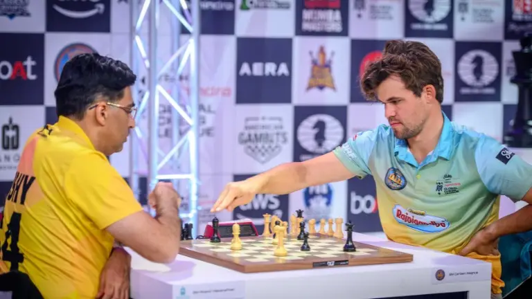 Global Chess League 2024: Iconic clash between Vishy Anand and Magnus Carlsen ends in a draw Viswanathan Anand and Magnus Carlsen