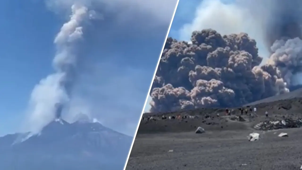 Volcanic Eruption on Italy's Mount Etna Forces Tourists to Flee