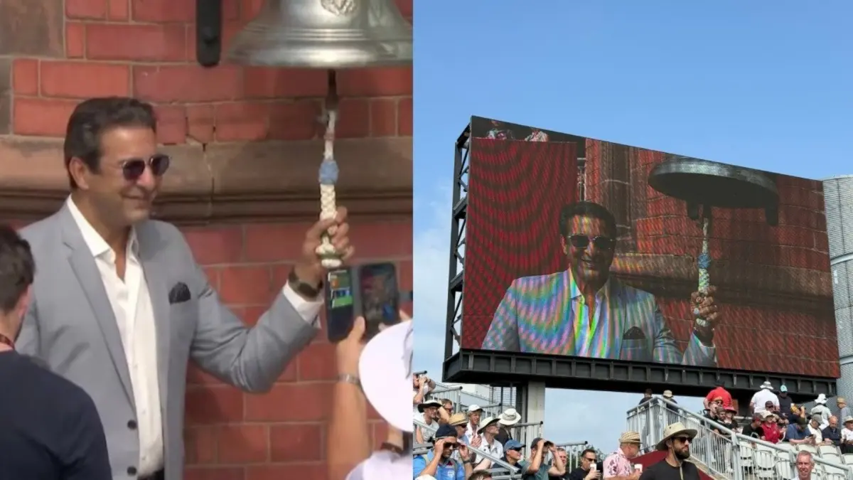 IND vs ENG: Former Pakistan Captain Wasim Akram Rings Iconic Bell At Old Trafford To Kick Off Day 03 In Manchester Test Wasim Akram rings bell on Day 03 at Old Trafford in Manchester Test