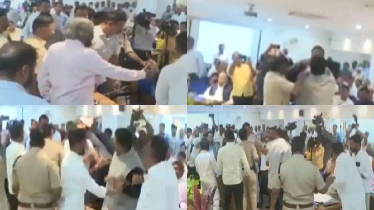 Watch: BJP & Cong Legislators Nearly Engage in Physical Brawl During Meeting in Karnataka's Bidar