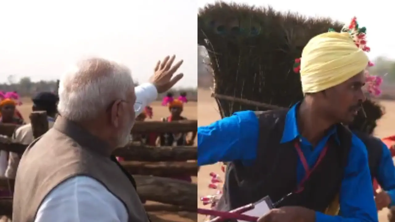 Watch | PM Modi Receives Traditional Welcome in Chhattisgarh's Bilaspur Watch | PM Modi Receives Traditional Tribal Welcome in Chhattisgarh's Bilaspur