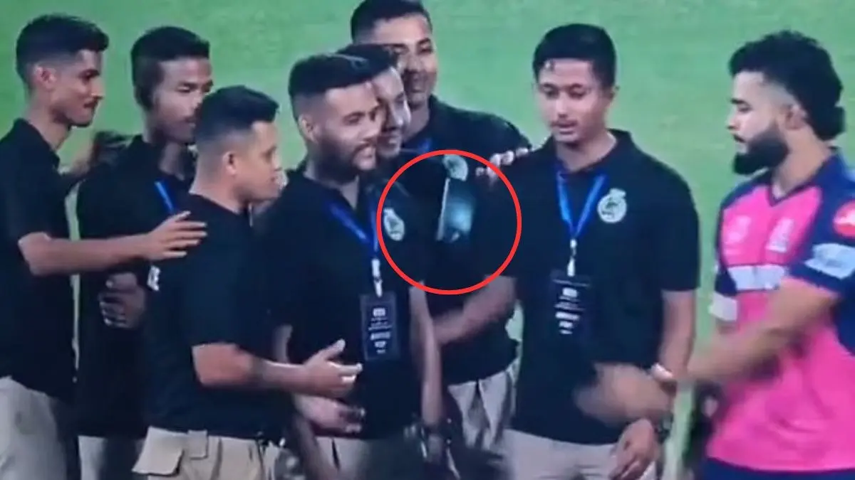 Watch Riyan Parag took a selfie with Assam Police staff and threw their phone Fans troll him