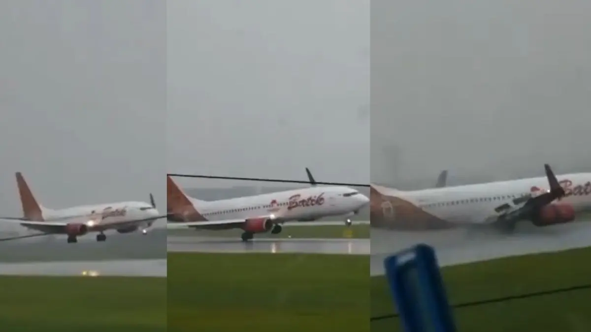 Watch | Terrifying Video Shows Boeing 737 Plane Almost Skids Off Runway in Heavy Rain in Indonesia