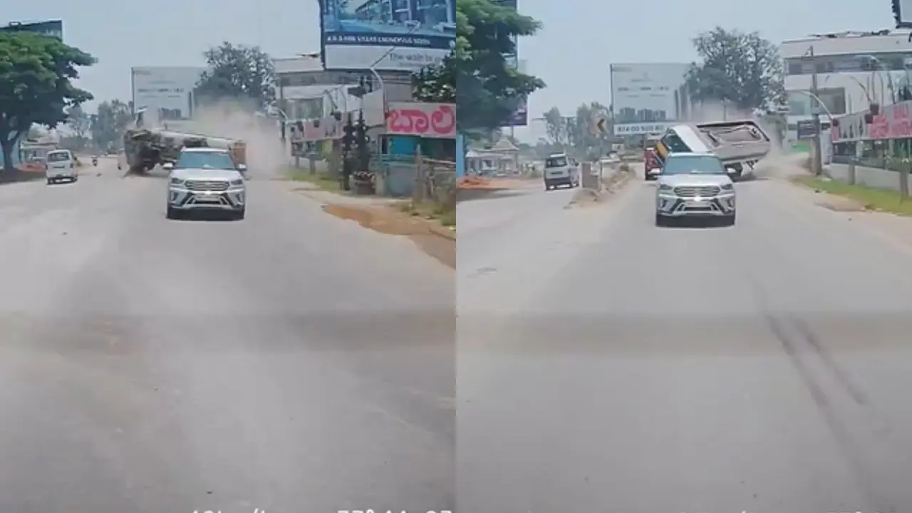 Video Captures Water Tanker Accident on Dommasandra Varthur Main Road in Bangalore Water Tanker Accident in Bengaluru, Viral Video