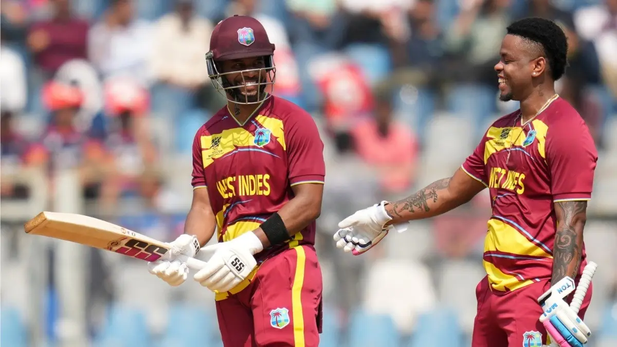T20 World Cup 2026: West Indies Thrash Nepal By 9 Wickets To Enter Super Eights In Style West Indies' Shimron Hetmyer and Shai Hope celebrate after win over Nepal