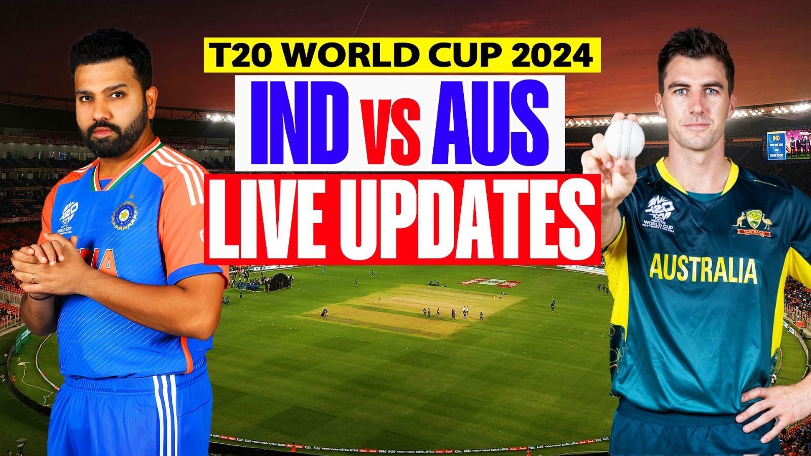 Live Cricket Score India vs Australia T20 World Cup 2024 Highlights