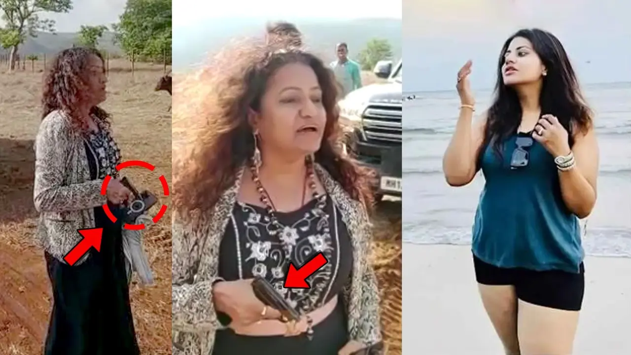 ias puja kedkar mother threatening pune farmers with pistol