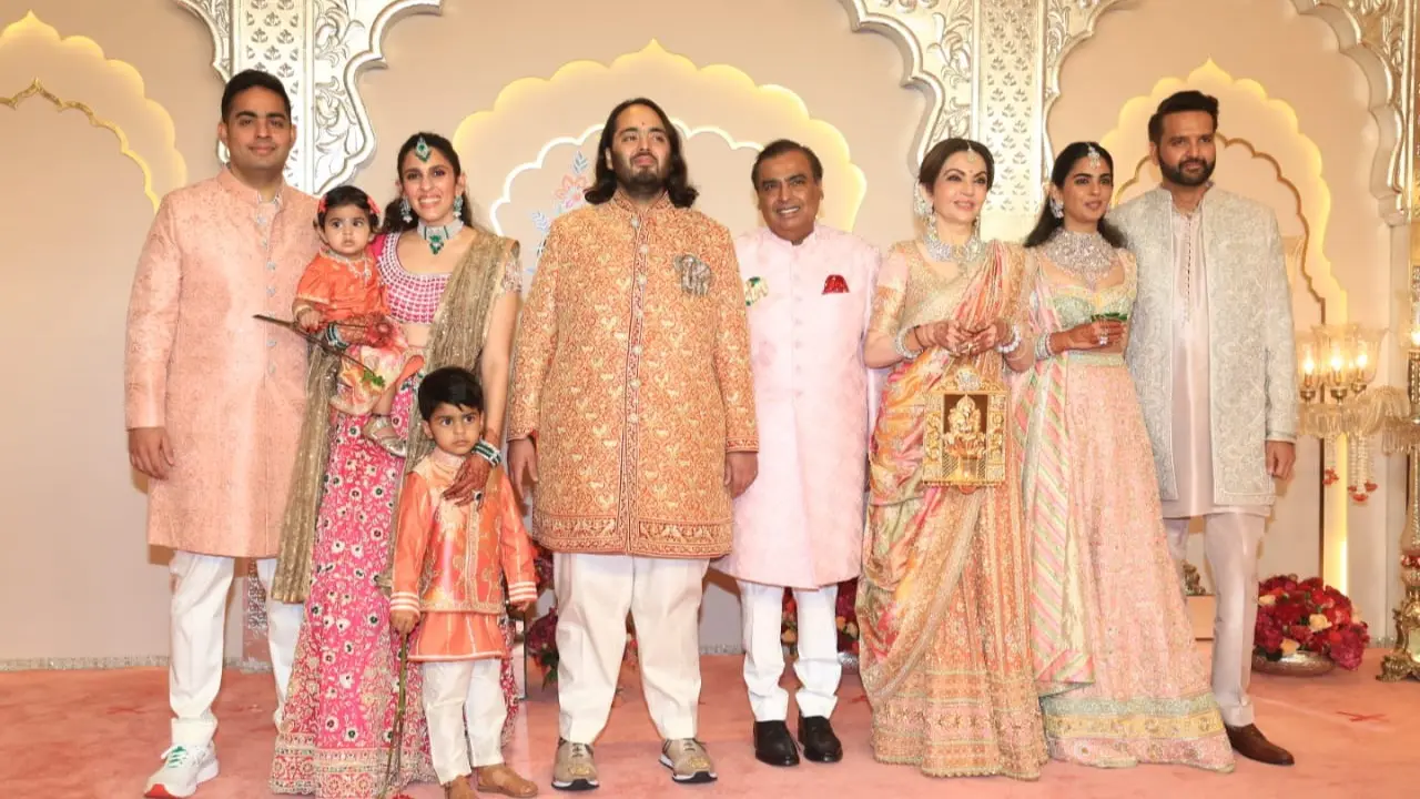 Hum Saath Saath Hain Moment For The Ambanis, Pink Reigns On Anant-Radhika's Wedding Day Ambani Family