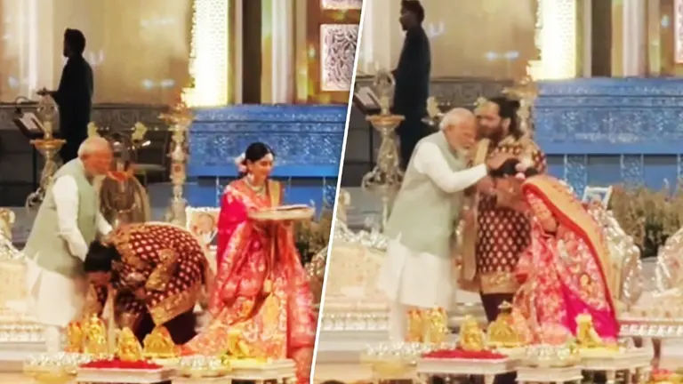 Anant Ambani Touches Feet Of Prime Minister Narendra Modi At Shubh Aashirwad | PICS PM Modi at the Ambani wedding