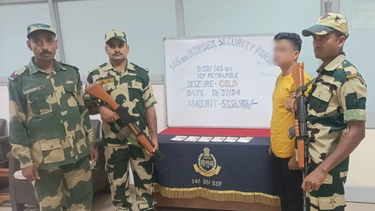 BSF Foils Gold Smuggling Attempt Near India-Bangladesh Border, Detains Bangladeshi National BSF seizes smuggled gold at India-Bangladesh border