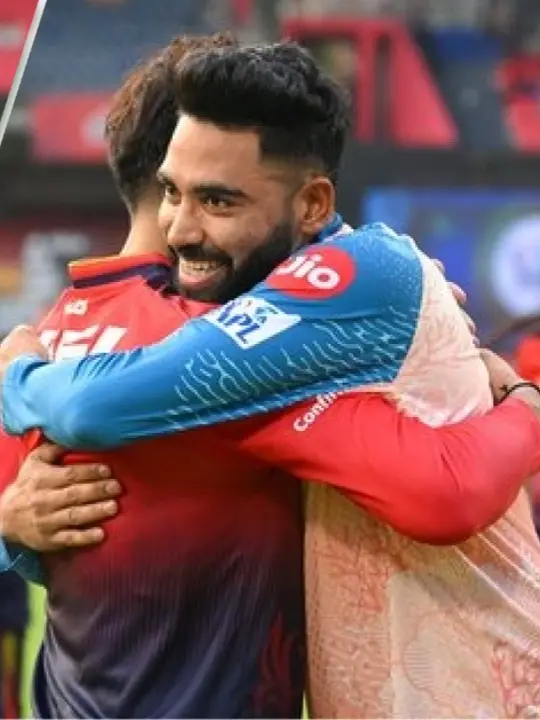 Virat Kohli hug Mohammed Siraj before Gujarat Titans vs Royal Challengers Bengaluru Match photos 
