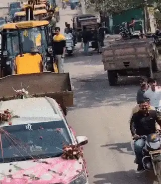 Bulldozers involved in vidai ceremony of a bride in Jhansi