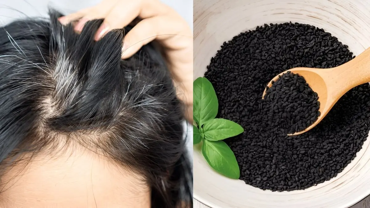 white to black hair home remedy for natural shine using black cumin seeds balon mei kalonji ko lagane ke fayde