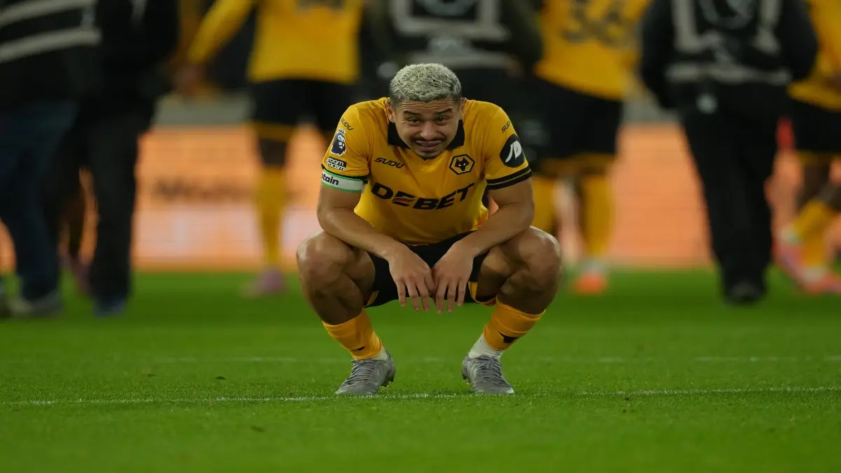 Wolves player Andre reacts during the match