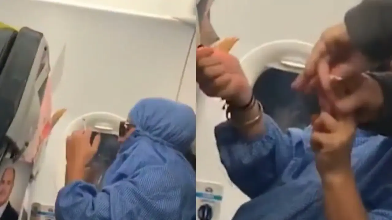 Woman smoking inside plane, viral video