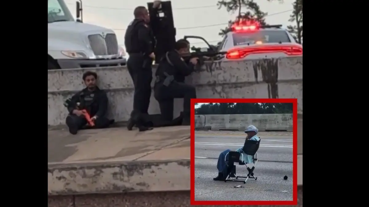 Woman with Gun Sits in Lawn Chair, Blocks I-45 for 5 Hours