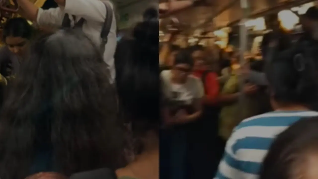 Women panic as they spot a snake in Delhi Metro