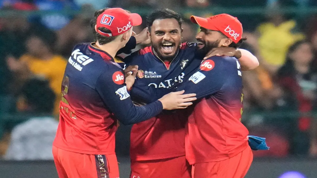 Yash Dayal celebrates RCB's win over CSK