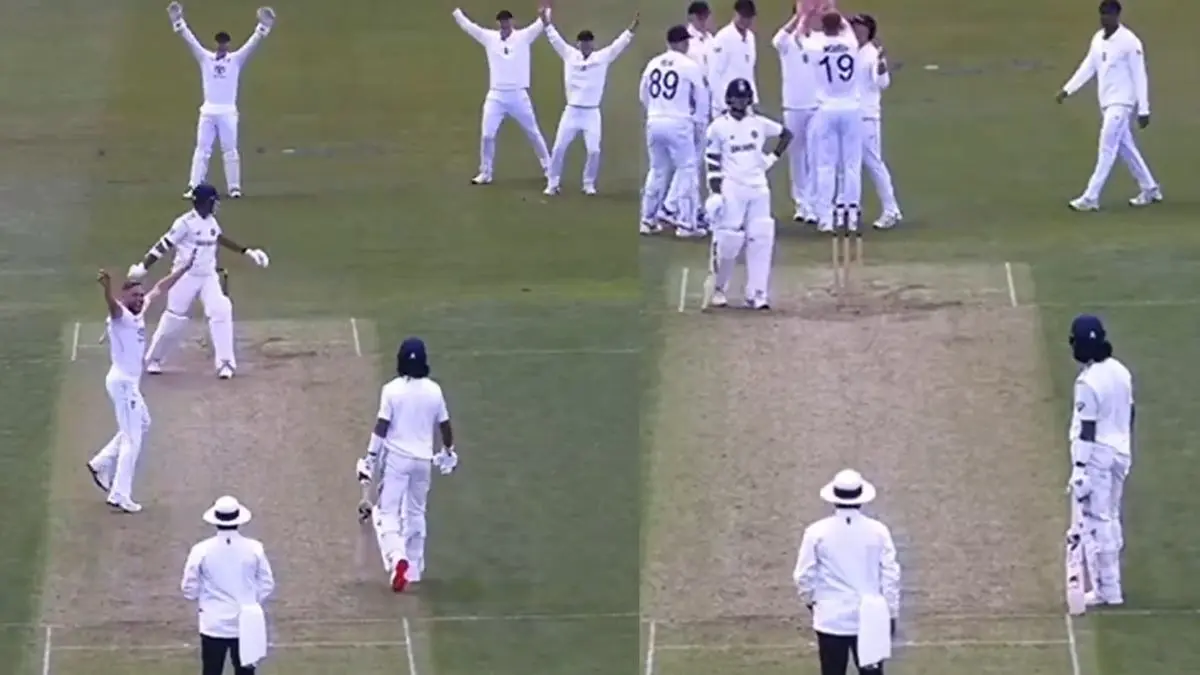 yashasvi jaiswal gets angry on umpire after lbw decision kl rahul century england lions vs india 1 2nd test day 1 highlights