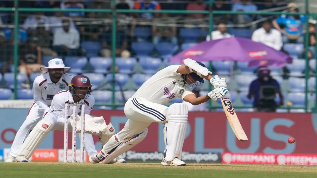 Yashasvi Jaiswal in action against West Indies