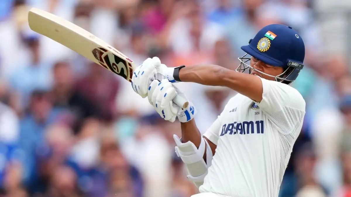 Yashasvi Jaiswal in action on Day 3 at Oval Test