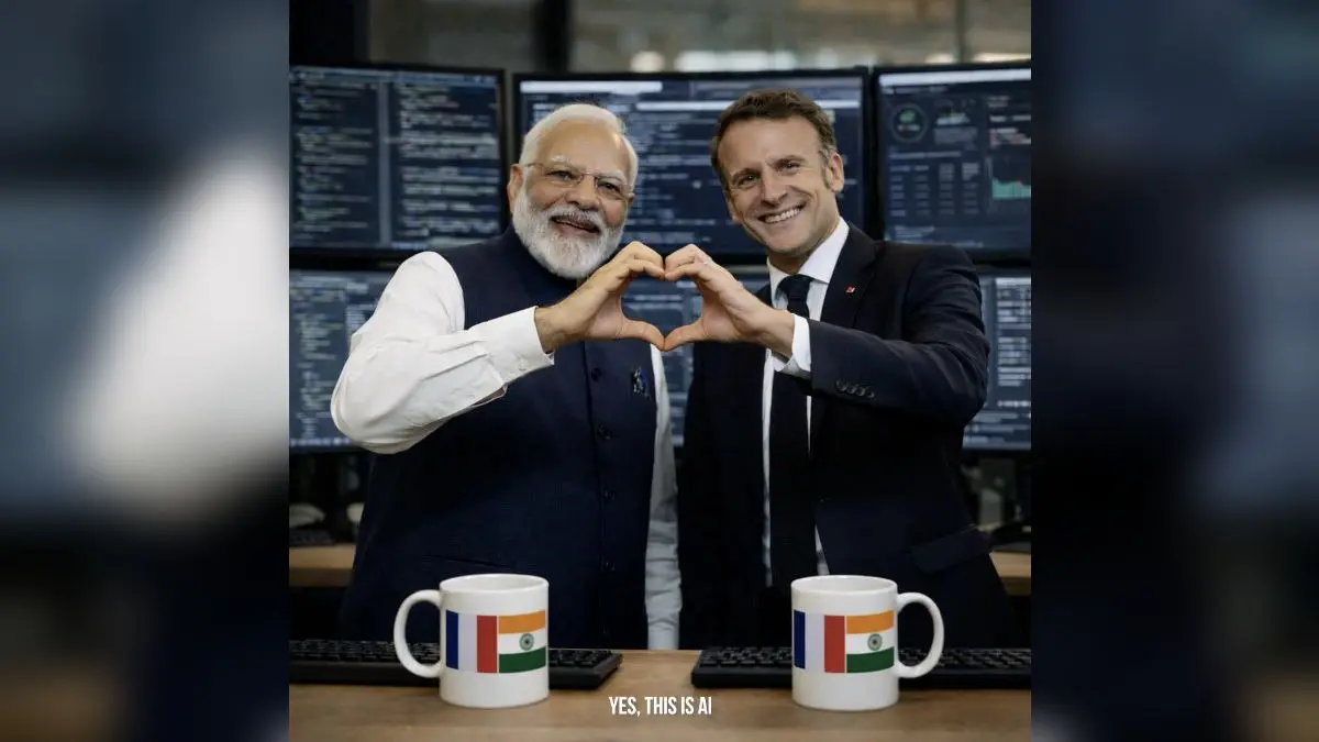 'Yes, This Is AI': Emmanuel Macron Shares Pic Of Him Making Hand Heart With PM Modi Ahead Of AI Summit 'Yes, This Is AI': Macron Shares AI Pic Of Him Making Hand Heart With PM Modi
