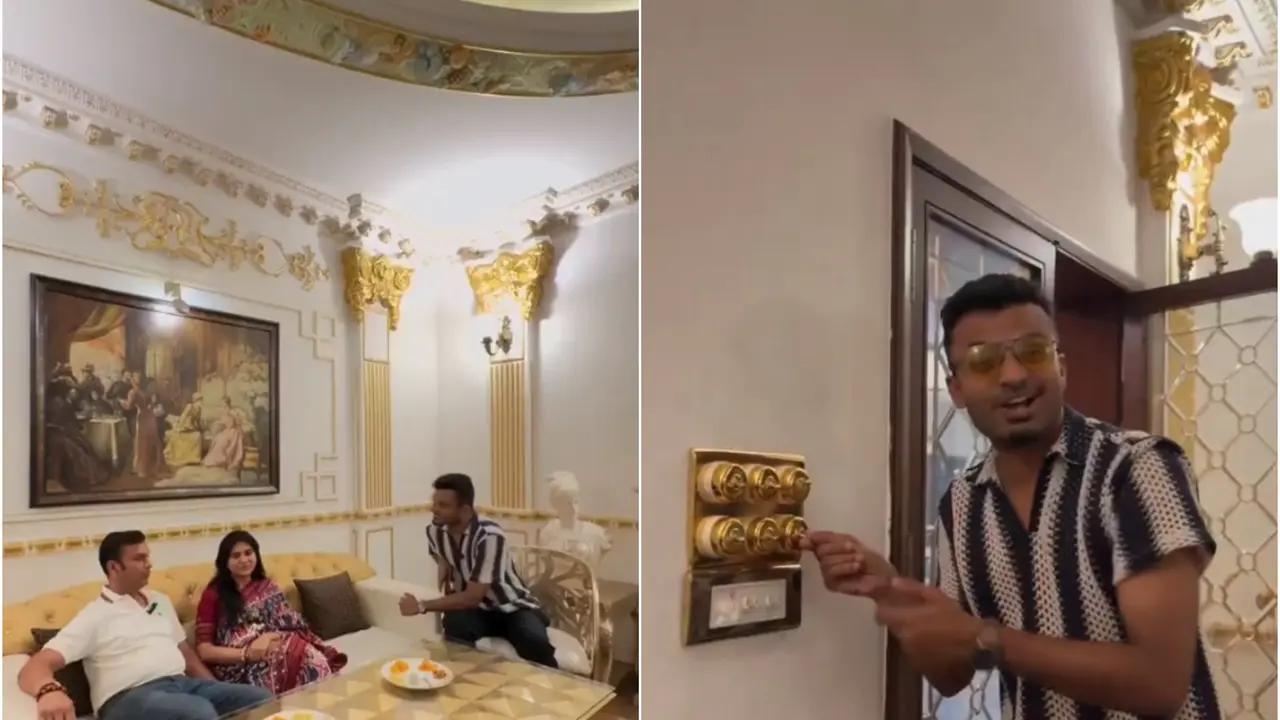 YouTuber Priyam SaraswatYouTuber Priyam Saraswat giving a tour of the 'Gold Mansion.' giving a house tour of the 'Gold Mansion.'
