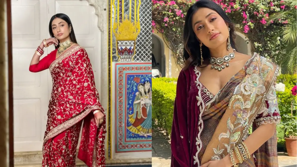 yuzvendra chahal ex wife dhanashree verma video viral in red saree and mangal sutra with sindoor