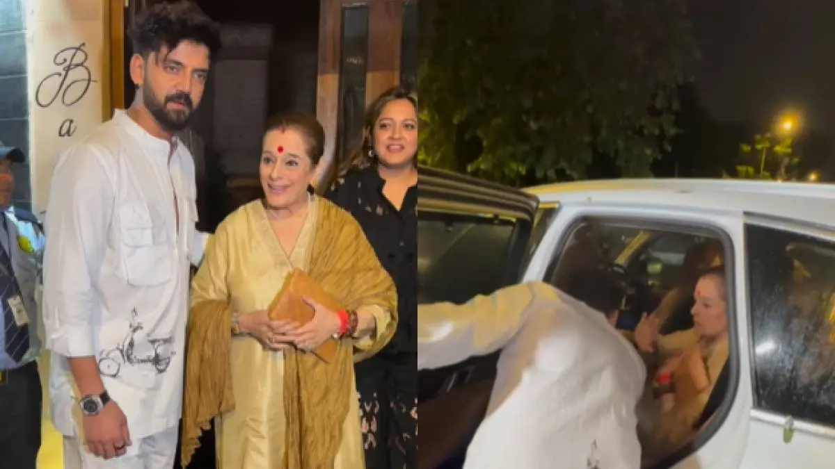Zaheer Iqbal touches Poonam Sinha's feet