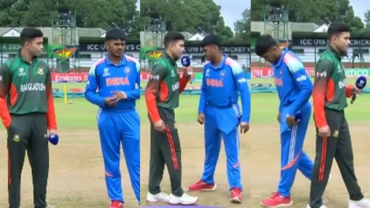 U19 World Cup 2026: Ayush Mhatre, Zawad Abrar Refuse To Shake Hands Amid Growing India-Bangladesh Political Tensions - WATCH Zawad Abrar and Ayush Mhatre during toss