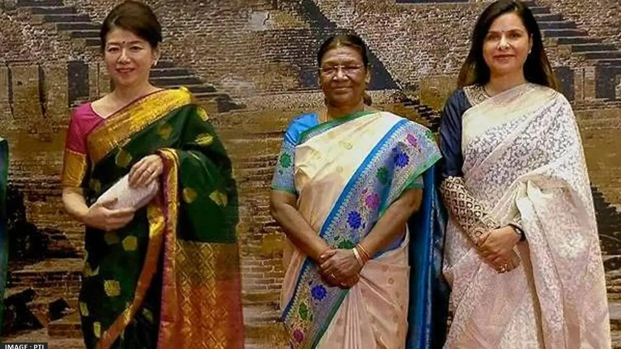 जी20 समिट में छा गई साड़ी (फोटो : PTI)