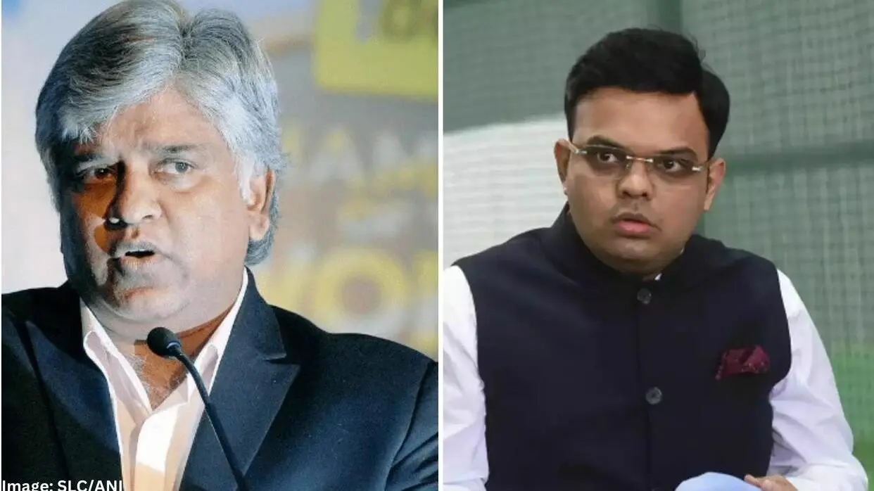 पूर्व श्रीलंकाई कप्तान अर्जुन रणतुंगा और BCCI के सचिव जय शाह- (PC- SLC/ANI)