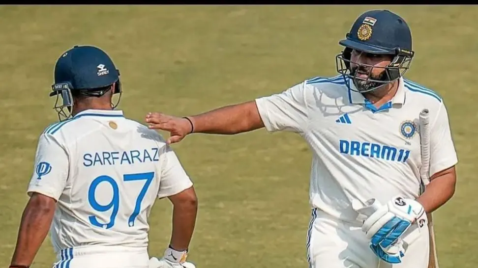 sarfaraz khan with Rohit Sharma