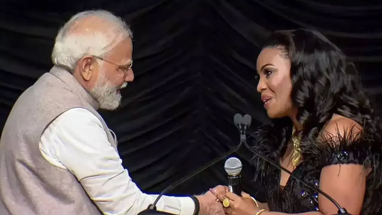 US singer Mary Millben with PM Narendra Modi