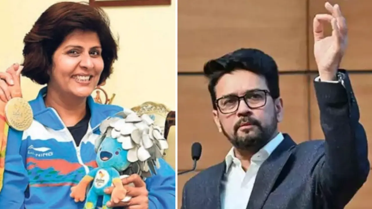 Deepa Malik President of Suspended Paralympic Committee of India & Sports Minister Anurag Thakur