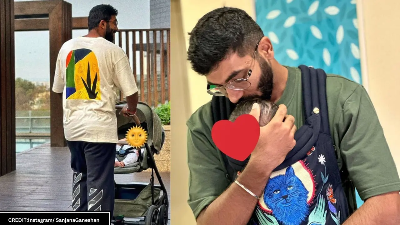 Jasprit Bumrah with his son