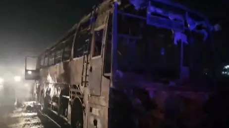 Bus Catches Fire Nuh