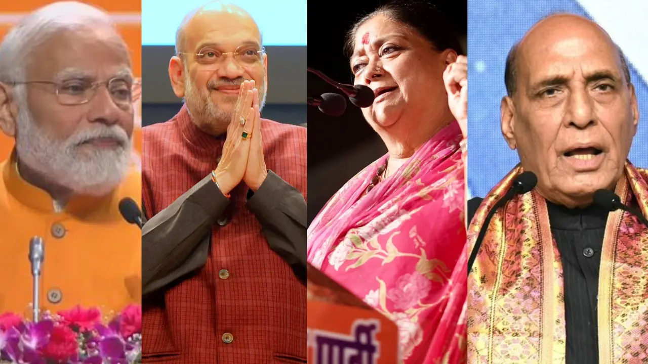 pm modi, amit shah, vasundhara raje scindia and rajnath singh
