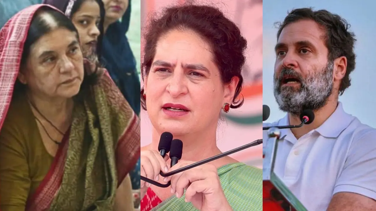 maneka gandi, priyanka gandhi and rahul gandhi