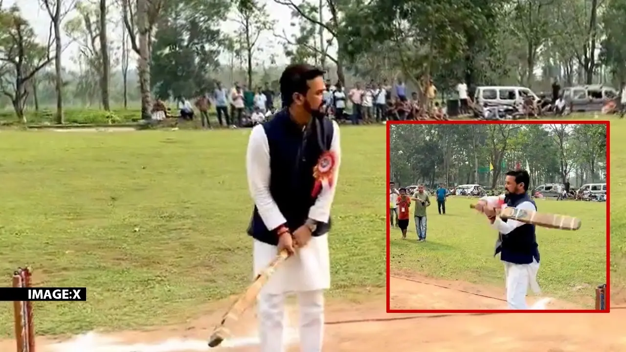 Anurag Thakur Playing Cricket During Election Campaign